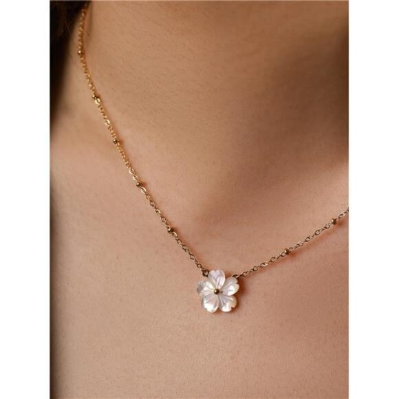 Dainty Bow & Flower Necklace | Coquette Aesthetic Pendant | Cute Jewelry Gift - Picture 2 of 7